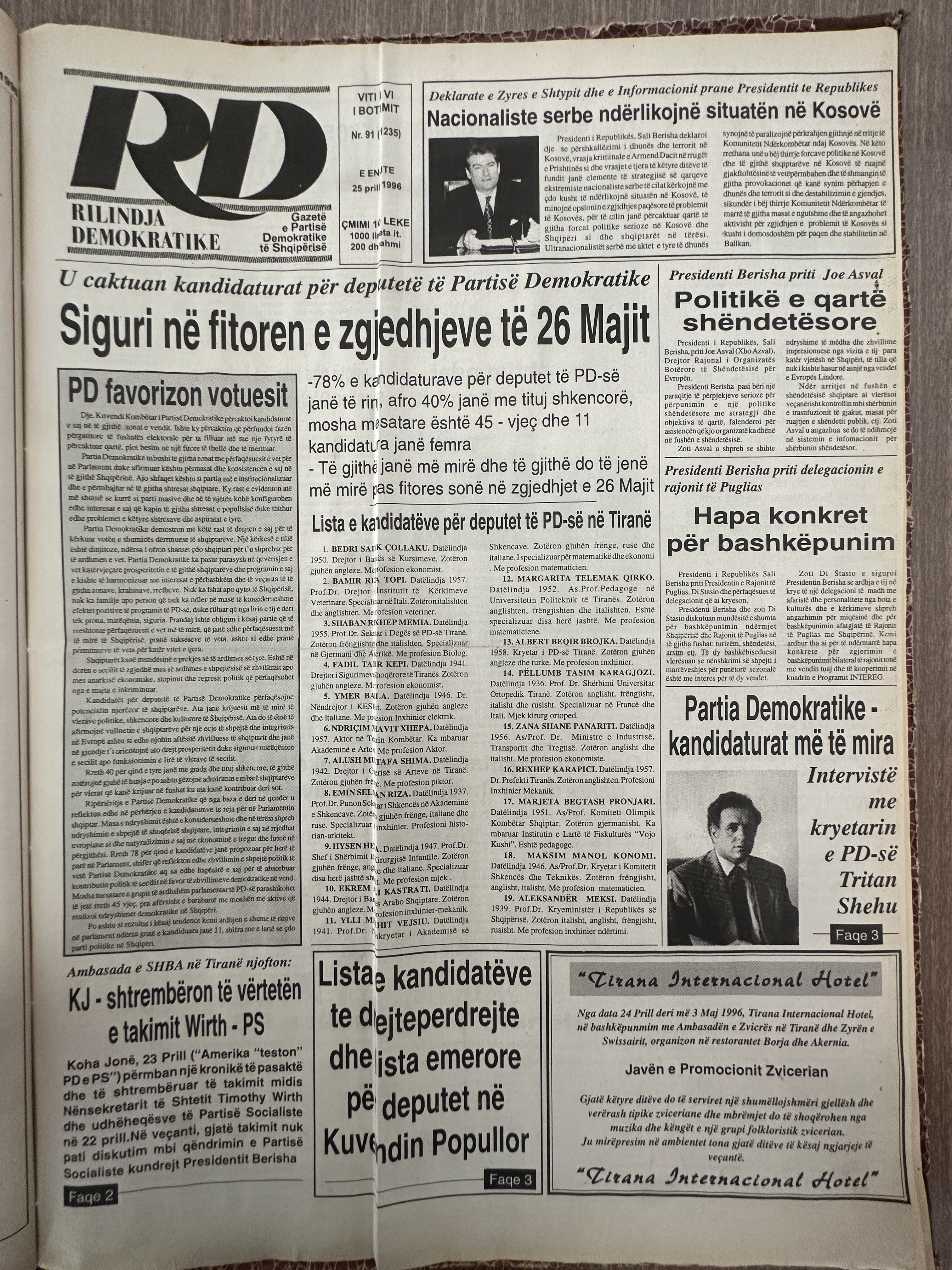 Rilindja Demokratike 1996-04-25